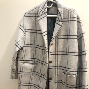 Everlane Gray Window Plaid Cocoon Coat